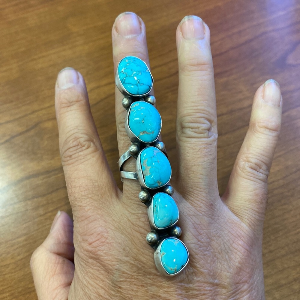 Sterling Silver with 5 Turquoise stones